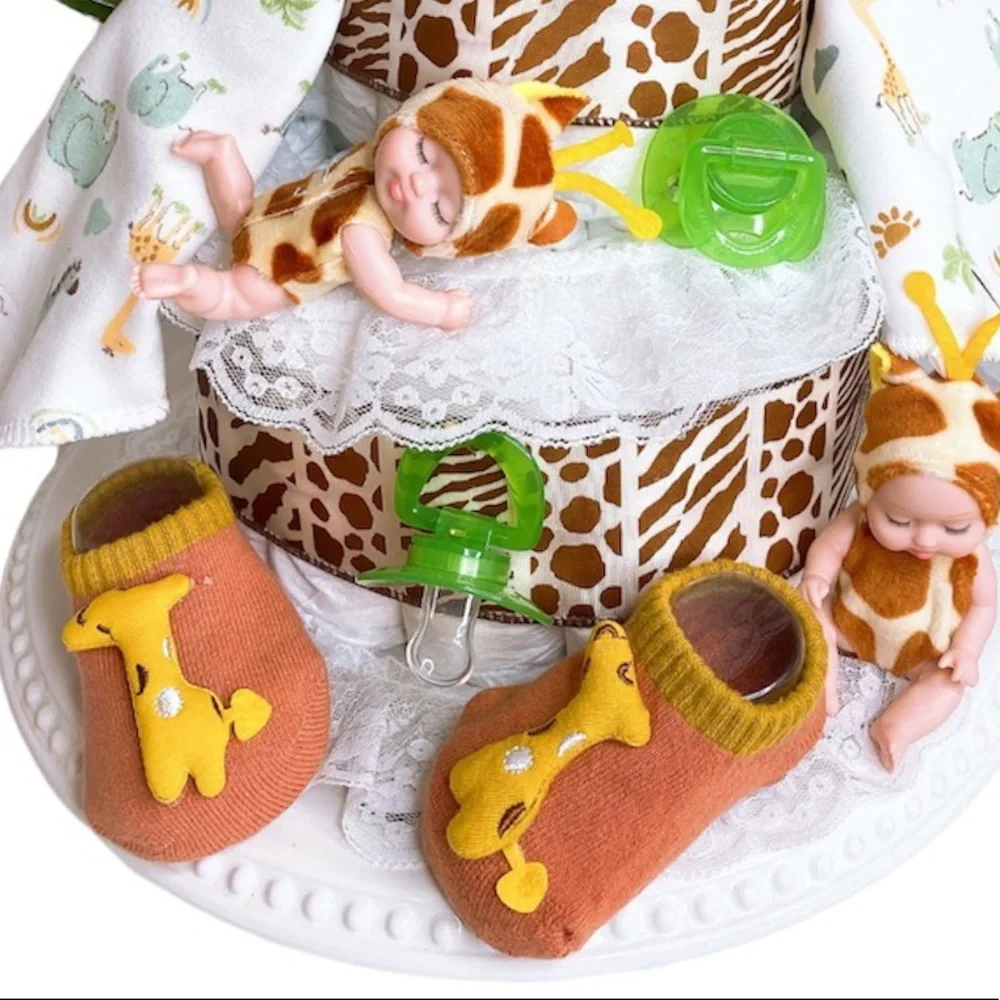 Twins Safari Giraffe Diaper Cake, Safari themed